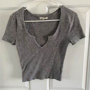 Brandy Melville Charcoal Ribbed Crop Top